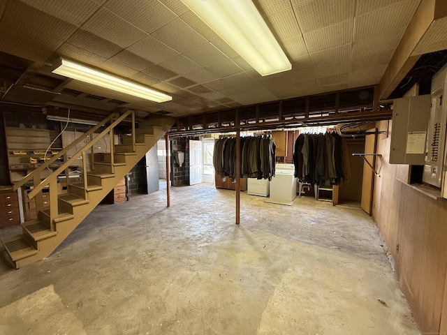 basement featuring stairway