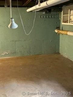 view of unfinished basement