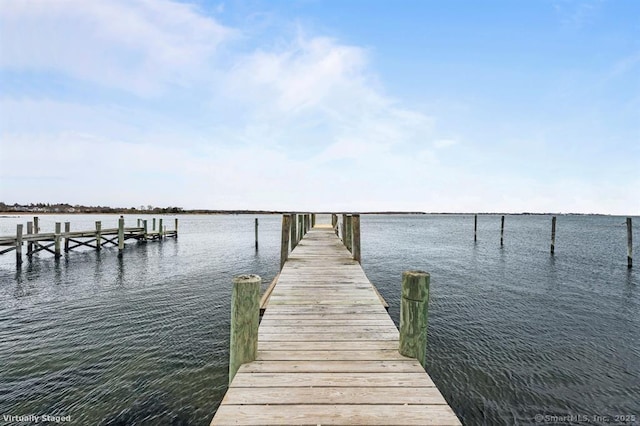 view of dock featuring a water view