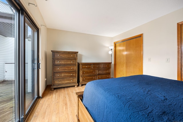 bedroom with light wood-style floors