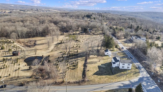 drone / aerial view with a view of trees