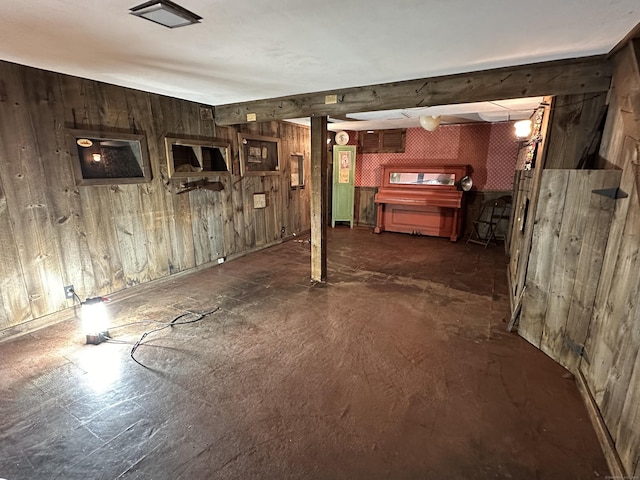 view of finished basement