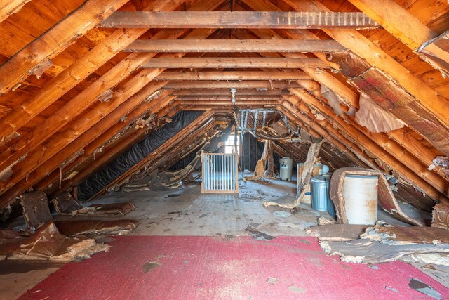 view of unfinished attic