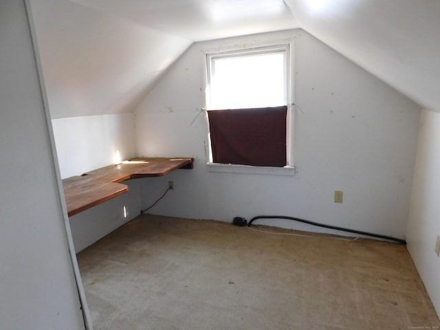 additional living space featuring vaulted ceiling