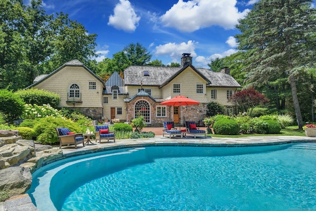 23 Benedict Hill Rd, New Canaan, CT 06840 - outdoor pool with a patio