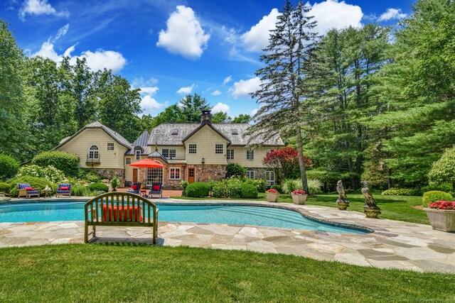 23 Benedict Hill Rd, New Canaan, CT 06840 - swimming pool featuring a yard and a patio