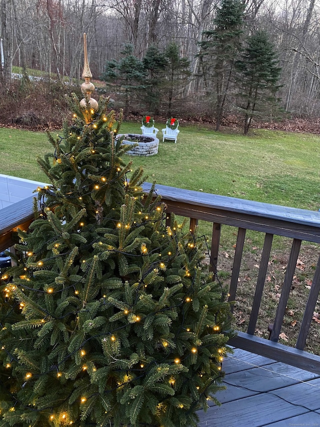 view of yard featuring a deck