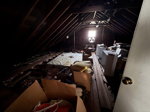 view of unfinished attic