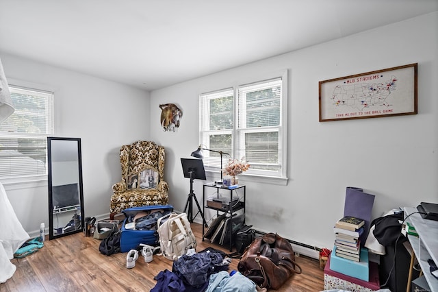 recreation room featuring plenty of natural light and wood finished floors