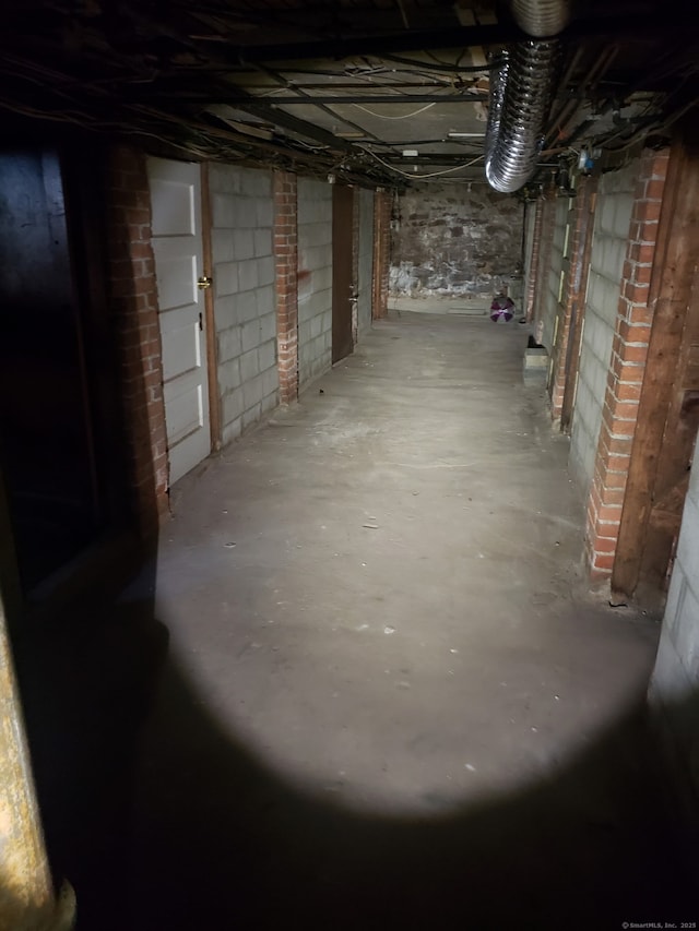 view of unfinished basement