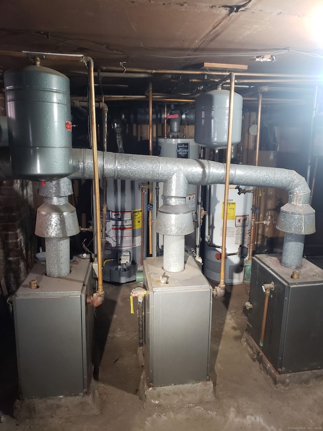 utilities with water heater and a heating unit