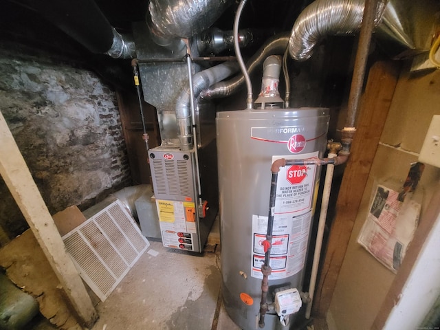 utility room with water heater