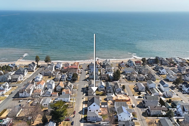 aerial view with a residential view and a water view