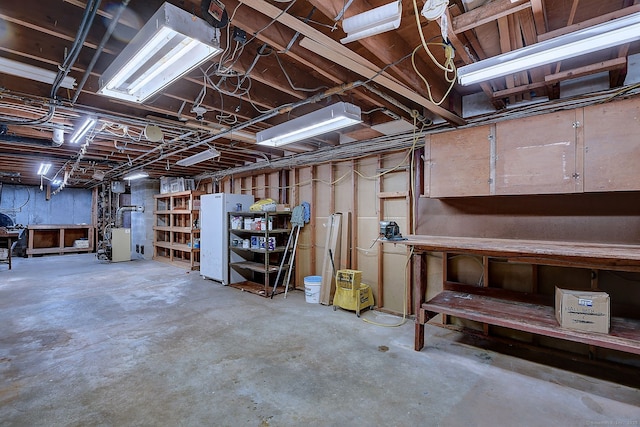 view of unfinished basement