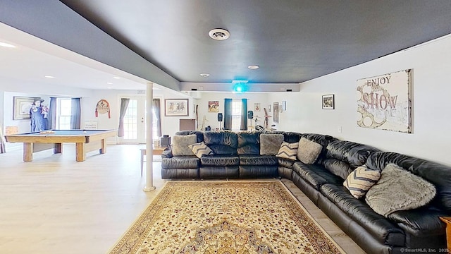 105 Mashentuck Rd, Killingly, CT 06239 - living area with pool table, recessed lighting, and light wood-style flooring