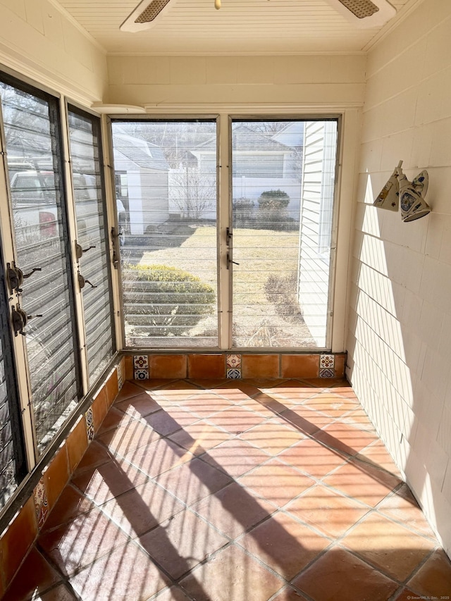 view of unfurnished sunroom