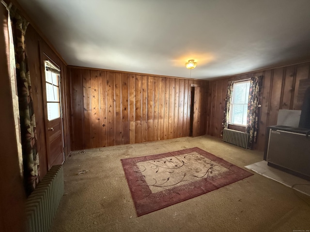 living area with radiator heating unit