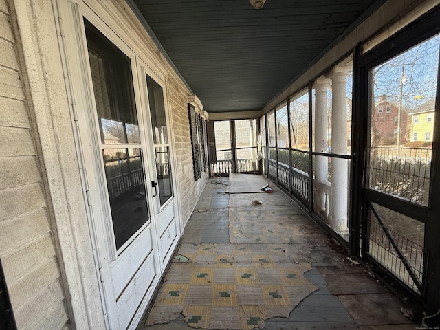 view of unfurnished sunroom