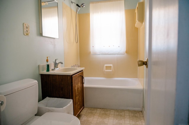 full bathroom featuring tile patterned floors, toilet, and vanity