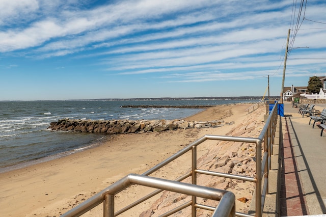 view of water feature featuring a beach view