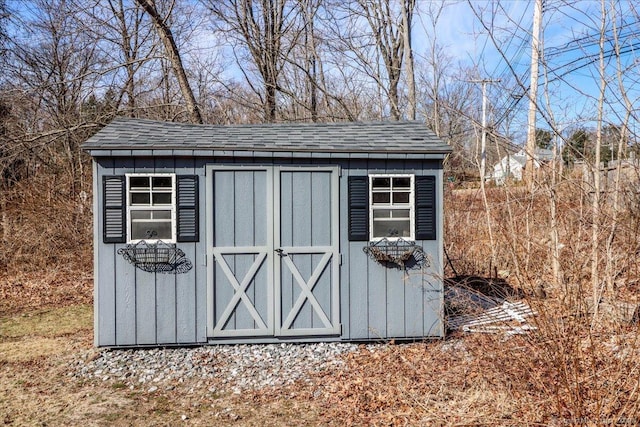 view of shed