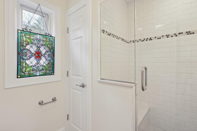 1042 Heritage Vlg Unit A, Southbury, CT 06488 - bathroom featuring a shower stall and baseboards