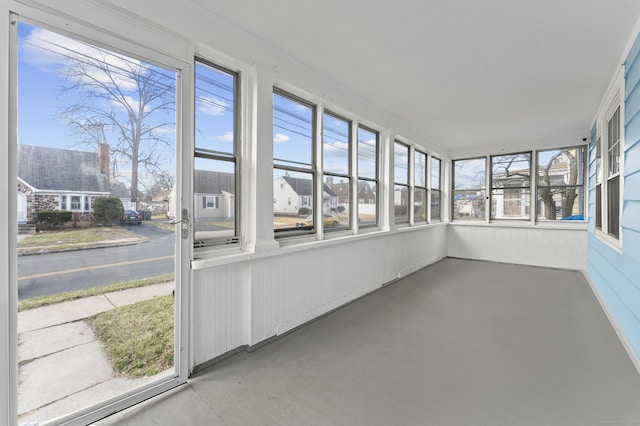 view of unfurnished sunroom