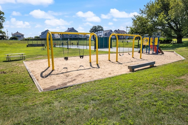 community playground with a yard