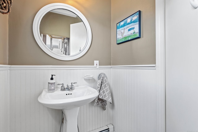 bathroom with wainscoting