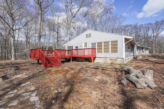 129 Smith Rd, East Haddam, CT 06423 - rear view of house with a wooden deck