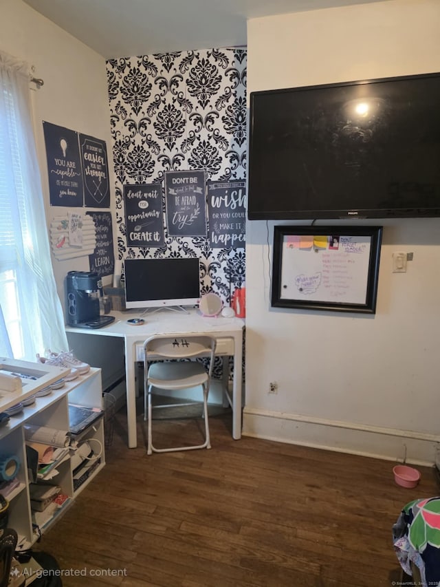 home office featuring wood finished floors