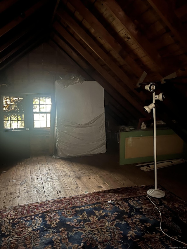 view of unfinished attic