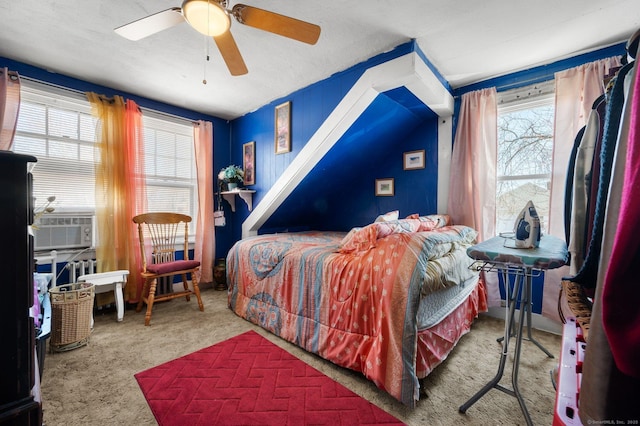 bedroom with carpet and ceiling fan