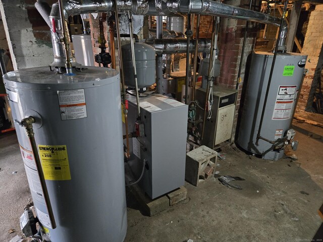 utilities with a heating unit and gas water heater