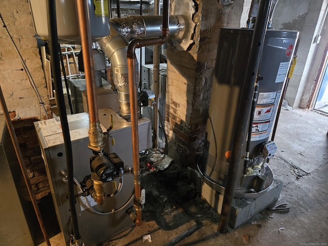 utilities with a heating unit and gas water heater