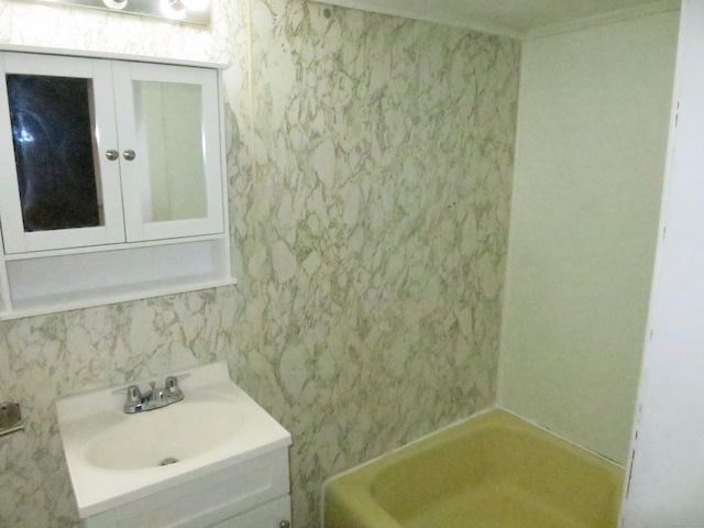 bathroom featuring vanity and a bathing tub