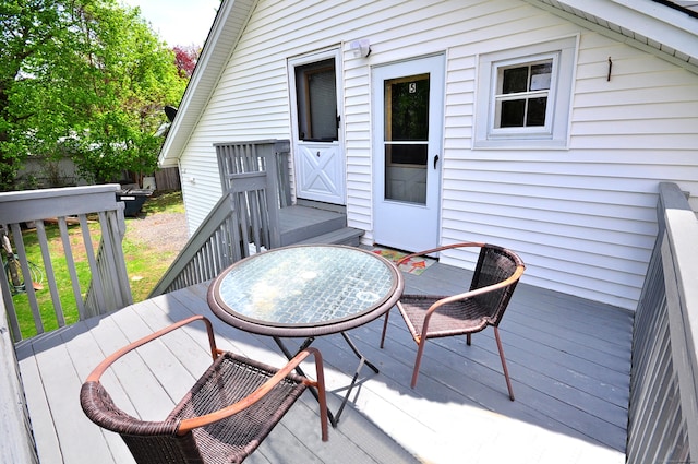61 E St, Bethlehem, CT 06751 - wooden terrace featuring outdoor dining area and fence