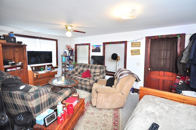 61 E St, Bethlehem, CT 06751 - living room featuring a ceiling fan