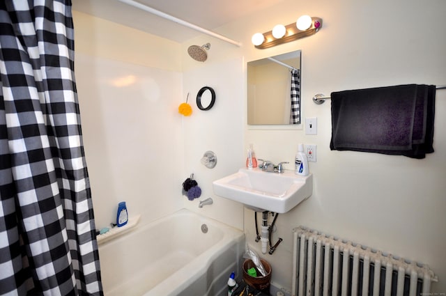 61 E St, Bethlehem, CT 06751 - bathroom featuring radiator, shower / tub combo, and a sink