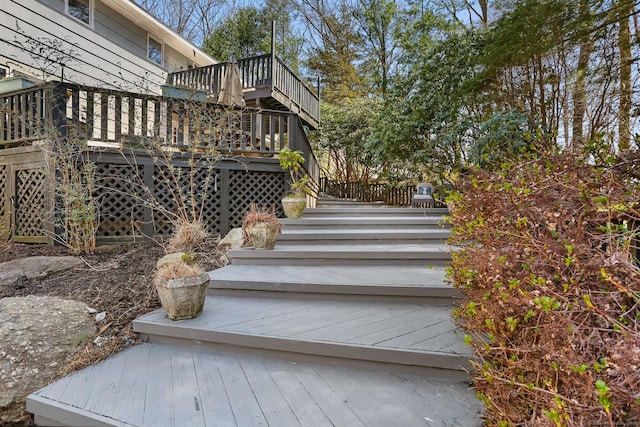 135 Wildwood Dr, Stratford, CT 06614 - wooden terrace with stairway