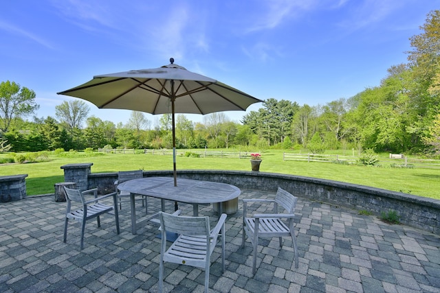 40 Shields Rd, Woodstock, CT 06281 - view of patio with outdoor dining area and a view of trees