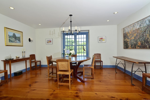 40 Shields Rd, Woodstock, CT 06281 - dining room featuring a chandelier, wood finished floors, recessed lighting, and baseboards