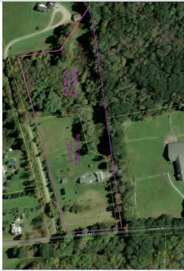 40 Shields Rd, Woodstock, CT 06281 - aerial overview of property's location with property boundaries highlighted
