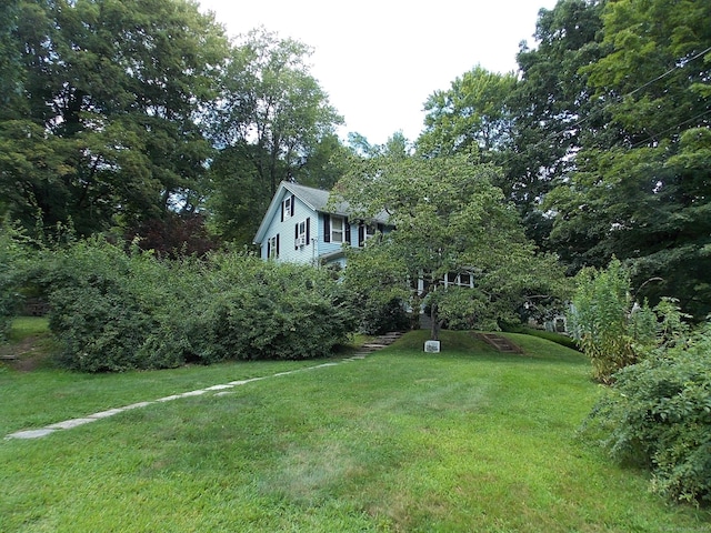 view of yard featuring stairs