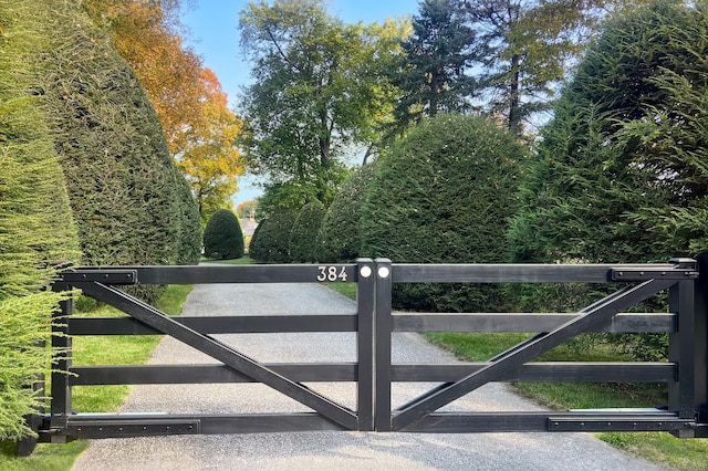 view of gate with fence