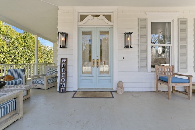 view of exterior entry with french doors