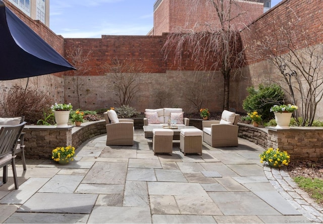 93 Elm St, Hartford, CT 06106 - view of patio / terrace featuring an outdoor living space and fence
