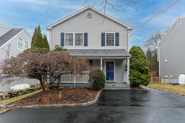 view of front facade with a porch and driveway