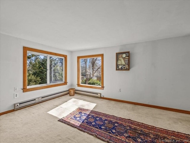5 Old Pawson Rd, Branford, CT 06405 - unfurnished room with a baseboard heating unit, carpet flooring, and baseboards
