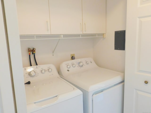 201 Windgate Cir Unit A, Monroe, CT 06468 - laundry room with cabinet space, electric panel, and independent washer and dryer